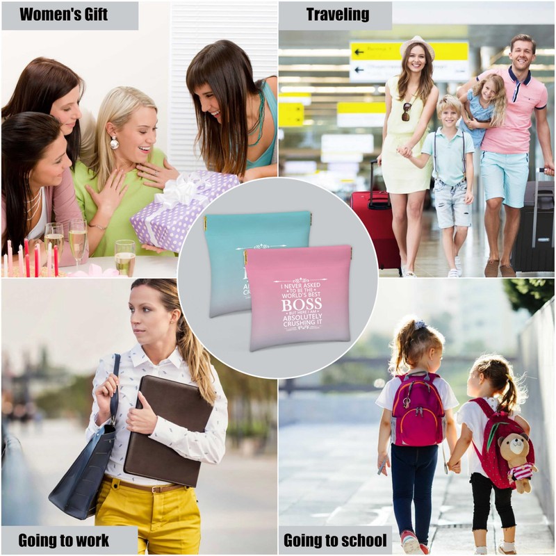 Boss Lady Cosmetic Bag with Mirror Small Makeup Bag for