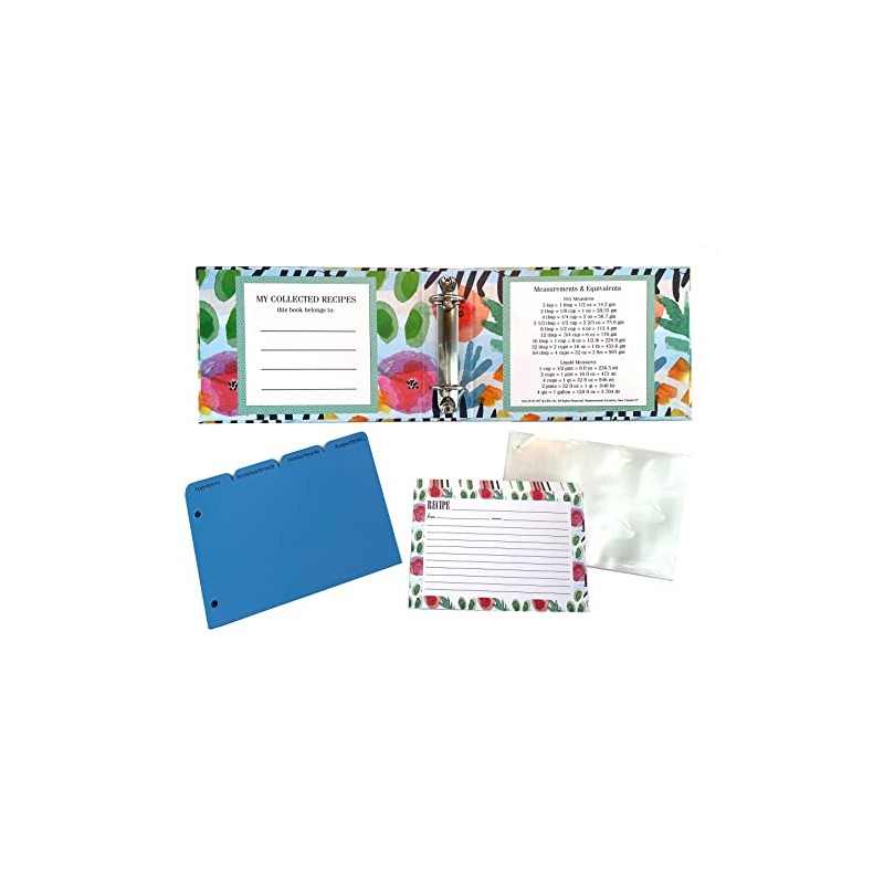 Meadowsweet Kitchens Recipe Organizer - Binder with 50 Plastic Sleeves