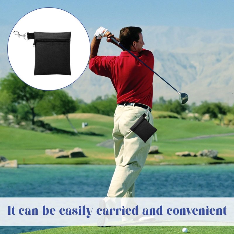 Eophmi Golf Tee Bag Pouch, Black Zipper Storage Bag with