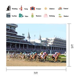 EOALOR 7(W) x5(H) FT Kentucky Derby Horse Racing Photography Backdrops for Party, Racecourse Horse Track Background, Photo Booth Studio Props, 7' x 5'
