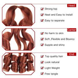 Xtrend 22 Inch Pre-Stretched Bouncy Loose Wavy Braiding Hair 8 Packs Copper Red French Curly Braiding Hair Synthetic Crochet Braids Hair for Box Braids Hair Extension for Women (22 Inches, 350#)