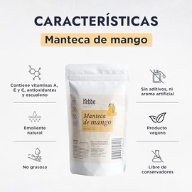 HEBBE - Manteca de Mango 250 g | Nutre y Repara Piel Seca | Calmante Post Solar | No Obstruye Poros | Uso Cosmético