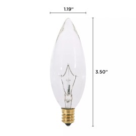 KOR 6 Pack 15CTC Chandelier 15W Bulbs 120V B10 Straight Torpedo Candelabra E12 Clear