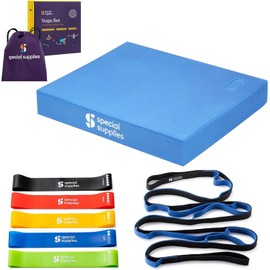 SPECIAL SUPPLIES Balance Board and Yoga Strap Set for Stretching, Stability Training, Fitness, Flexibility, Physical Therapy, Home Workout Equipment, Strength Training, and Pilates