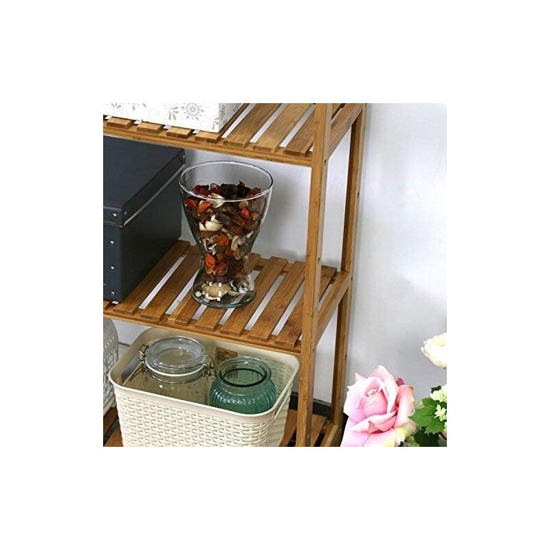kinbor 5-Tier Bamboo Free Standing Storage Rack Shelf Multifunctiona