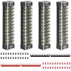 4sets 12 Position Electrical Terminal Block Strips，Dual Row Screw Terminals