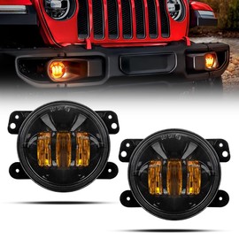 Gronsvt 4 Inch LED Fog Light Assembly 60W Front Bumper Fog Lamp Compatible with 2007-2018 Wrangler JK Unlimited JKU
