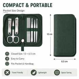 Mulbijeo 7 Manicure Set, Stainless Steel, Nail Set, Pedicure Set, Robust and Durable, Care Accessories, Storage Box with One Click Open and Close, Nail Case for Women