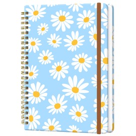 WLPFSAHF Spiral Journal Notebook for Women, Hardcover A5 College Ruled Notebook, 120 Pages, Thick Paper, Cute Lined Journal for School, Office & Work, 6 x 8.4 in(Floral Daisy)