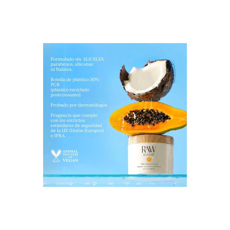 RAW SUGAR The Mighty Curl Papaya Coconut Mascarilla para Cabello