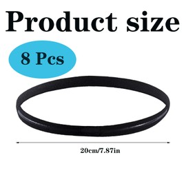 Pack of 8 - Sports Headbands, Hair Bands for Men, Black Sports Non-Slip Elastic Hair Bands for Men and Women for Yoga, Football, Running, Fitness (Black)