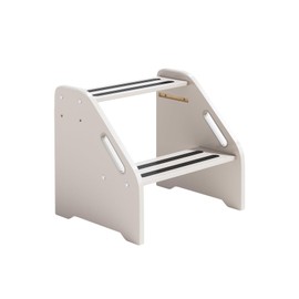 ywxibanjiaju Wooden Toddler Step Stool with Handles, Non-Slip Two-Step Stool for Kids, Height Adjustable, Safe Potty Training Stool for Bathroom, Kitchen, Bedroom