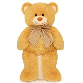 Karister 5 Feet Giant Brown Teddy Bear Stuffed Animal, Large Teddy Bear Plush Toy with Footprints and Bow, Gift for Girlfriend, Wife, Girls at Birthday Valentine's Day,Christmas, Baby Shower Decor