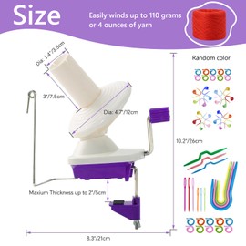 Yarn Ball Winder, Convenient Purple Yarn Winder for Yarn, Ball Winder Combo with Easy Installation for Yarn Storage + 53 Pieces Stitch Knitting Needles + 1 Pieces scissors