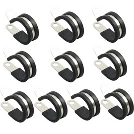 NICAVKIT 10pcs 22 mm Cable Clamp Rubber P Clips Hose Clamps Pipe Clamps Cable Clamps Stainless Steel Kit, Metal Wire Cable Clamp Kit