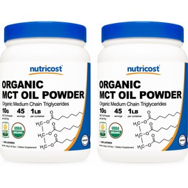 Organic MCT Oil Powder 1lb Unflavored 2 Bottles, 2 Pieces, 454g / 오가닉 MCT 오일 파우더 1lb 무맛 2병, 2개, 454g