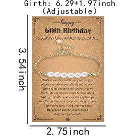 Mom Grandma Birthday Gifts for Women Happy Birthday Bracelet for Grandma Nana 60th Birthday Gift from Granddaughter Grandson Wife Pearl Bracelets for Women 60 Yrs Old Birthday Gifts for Women