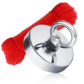 2.75"(70 mm) Fishing Magnet Kit- 640lbs Large Strong Rare Earth Fish Magnets Heavy Duty with 65ft Rope, Super Neodymium High Power Magnet with Handle for Retrieving in Lake, Beach, Lawn(D70 Set) ﻿