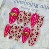 Hot Pink Leopard Handmade Nail Tips - Stiletto M /