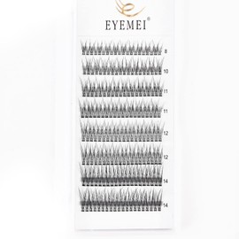 Individual Lashes Natural Cluster Lashes 160pcs 8-14mm Mix 12 Roots C Curl 0.07mm Thickness Faux Mink DIY Individual Eyelashes Fishtail Design Eyelash Extension