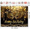 Black Gold Glitter Happy Birthday Backdrop Masquerade Gold Mask Photography