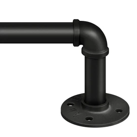 Zeerobee Curtain Rods for Windows 120 to 240, 1 Inch Industrial Wrap Around Black Curtain Rod, Indoor/Outdoor Room Divider Adjustable Drapery Pole, 120"-240"