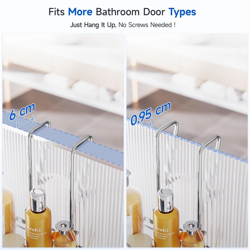 Shower Caddy Over the Door Organizer: Bath Rack Hanging Over