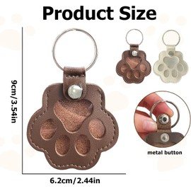 5pcs Dog Fur Storage Keychain, Cat Paw Shaped Keychain, Cute Leather PawKeychain Pet Hair Keepsake Keyring, Handmade Key Holder for Collecting Cat and Dog Hair