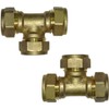 hep® 15mm Brass Compression Tee for Copper, Plastic Pipe WRAS