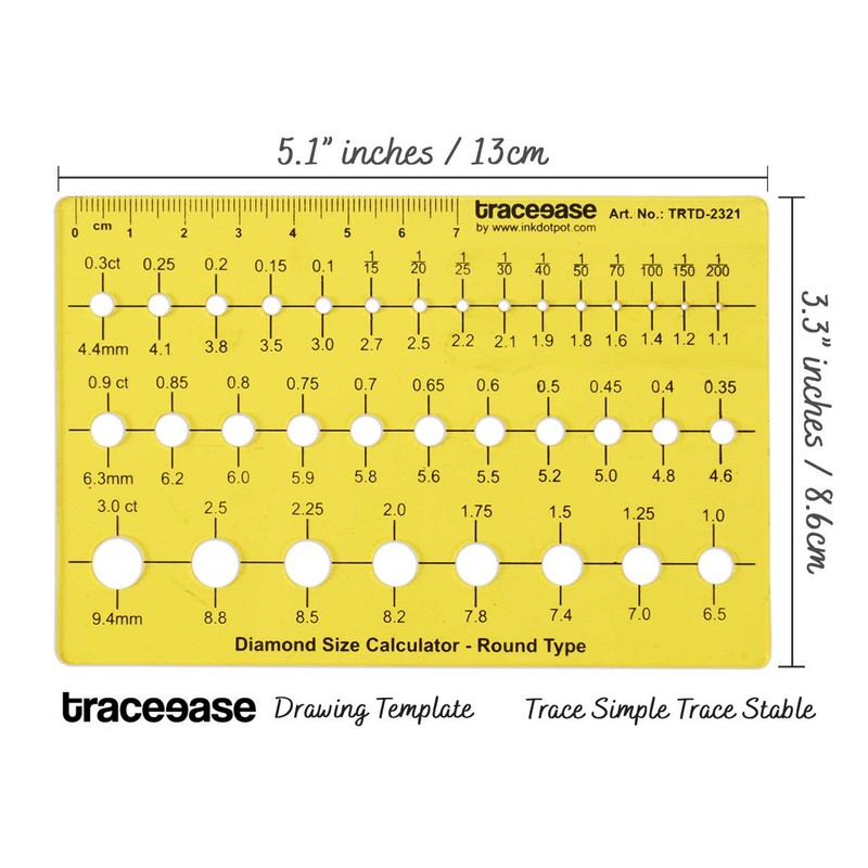 Traceease Diamond Size Calculator Round Shape Jewelry Templates Drafting Tools