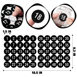 10 Sheets Consecutive Number Stickers - Vinyl, Self-Adhesive, Waterproof, Indoor/Outdoor Labels (Black, 1.5 Inch)