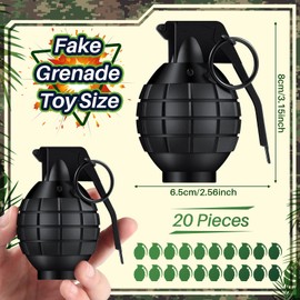 Sratte 4 Pcs Plastic Hand Grenades with Realistic Sound Effects and Flashing Light, Fake Grenades Military for Army Role Play Prop (Black)