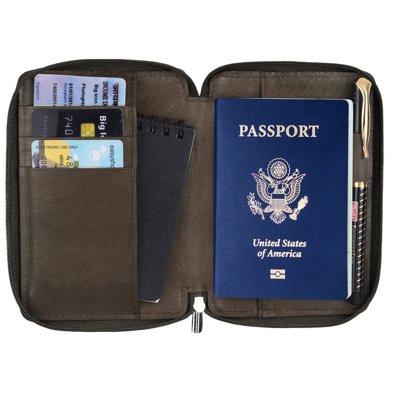 Hudson & James 100% Real Leather Travel Wallet Passport Holder