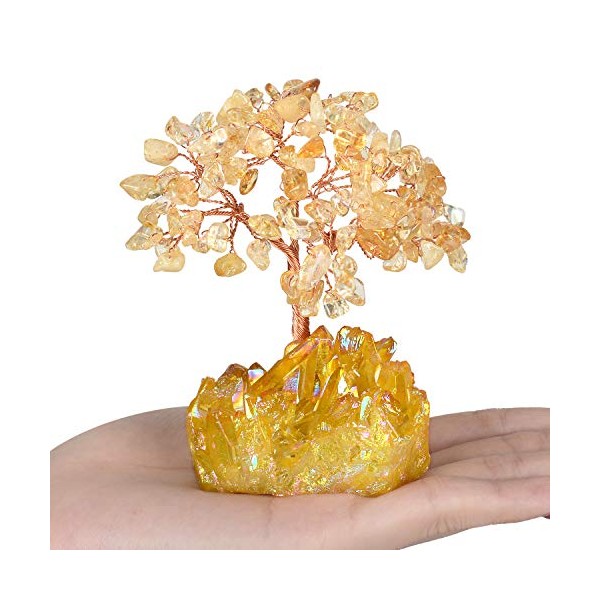 MASGEMES MASGEMES Natural Citrine Gemstone Crystal Tree of Life,Yellow Titanium