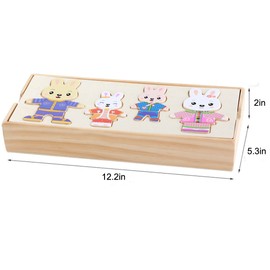 Goclothod Wooden Jigsaw Puzzle 72 Pcs Kids Early Educational Toys Dress-Up Puzzle Set