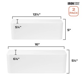 Iron Forge Cable Cable Management Box, 2 Pack - White Cord Organizer and Hider for Wires, Power Strips, Surge Protectors & More - Includes Sleeve Cables, Hook and Loop Keepers, Zip Ties & Clips