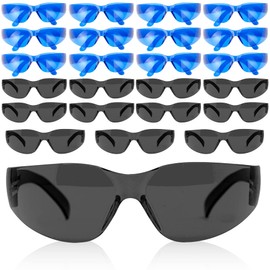 BISON LIFE Keystone Series Safety Glasses | One Size, Protective Polycarbonate Lens, Full Color, 6 Blue and 6 Black (12 pairs in 1 box), 24-Pairs