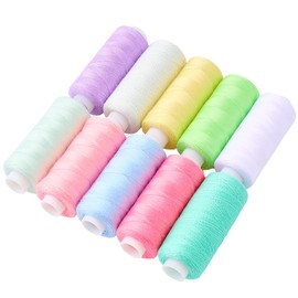 CABODYALS 10Pcs 10 Colors 4000 Yards Colorful Embroidery Thread Polyester Embroidered String Friendship Bracelet Light Colors Cross Stitch Floss Bulk for Sewing Knitting Stitching Crafts DIY Decor