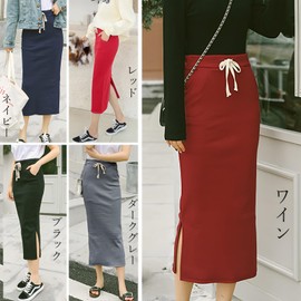 ROKUA Women's Tight Skirt, Long Length, 31.5 inches (80 cm), Back Slit, One Size Fits Most, With Pockets, Spring, Summer, Autumn, Winter, Work, Office, Casual, Black, Free size