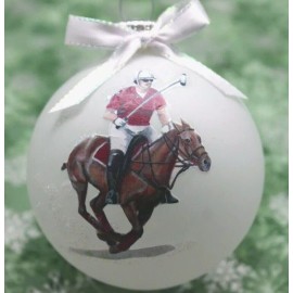 H067 Hand-made Christmas Ornament horse polo pony - chestnut sorrel gallop red