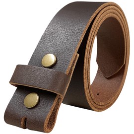 One Piece Full Grain Buffalo Leather Replacement Belt Strap 1-1/2" wide (Brown, 34)