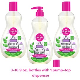 Dapple Baby Bottle Soap, Hypoallergenic Dish Soap for Baby Bottles, Powered by Plants, Lavender, 16.9 Fl Oz (Pack of 3)