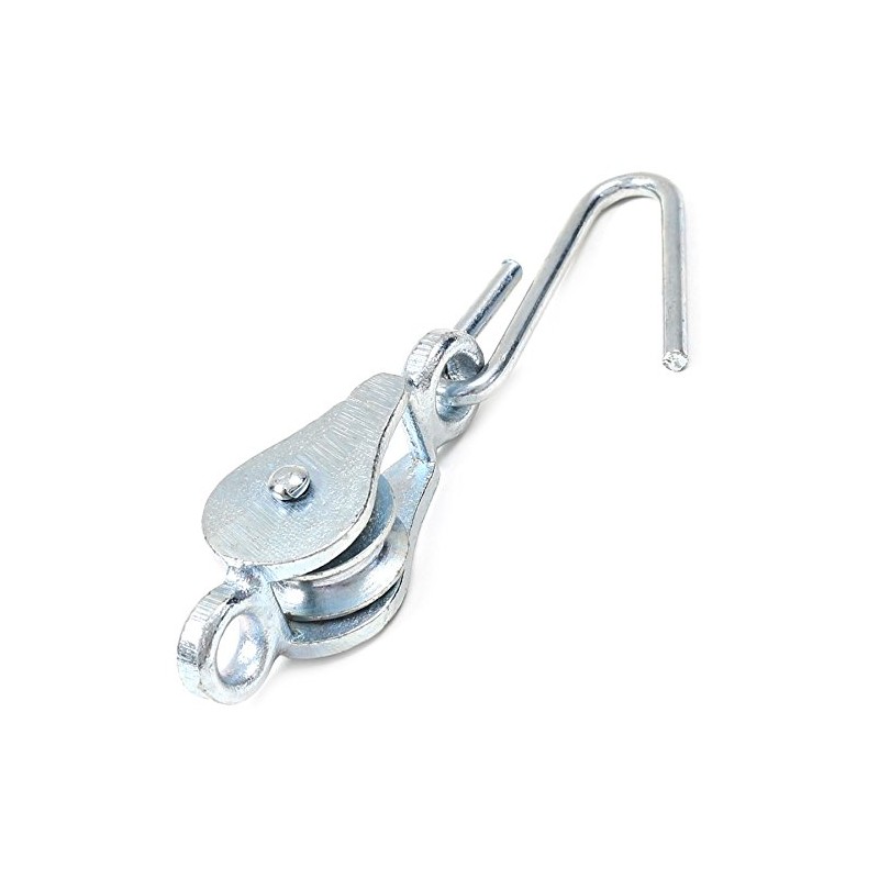Heavy Duty Washing Line Pulley & Hook - Galvanised Steel