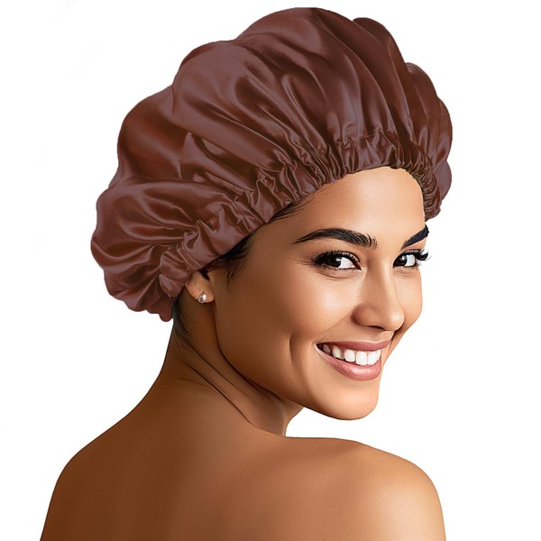 Silk Bonnet For Sleeping Women - Large Elastic Band, adjustable,