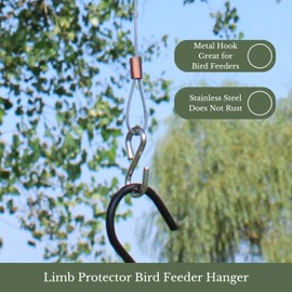 Songbird Essentials Hanging Cable Tree Limb Protector with S Hook, Steel Cable with Silicone Sleeve, Protects Tree Limbs from Heavy Bird Feeders and Decorations, 18 Inch Cable