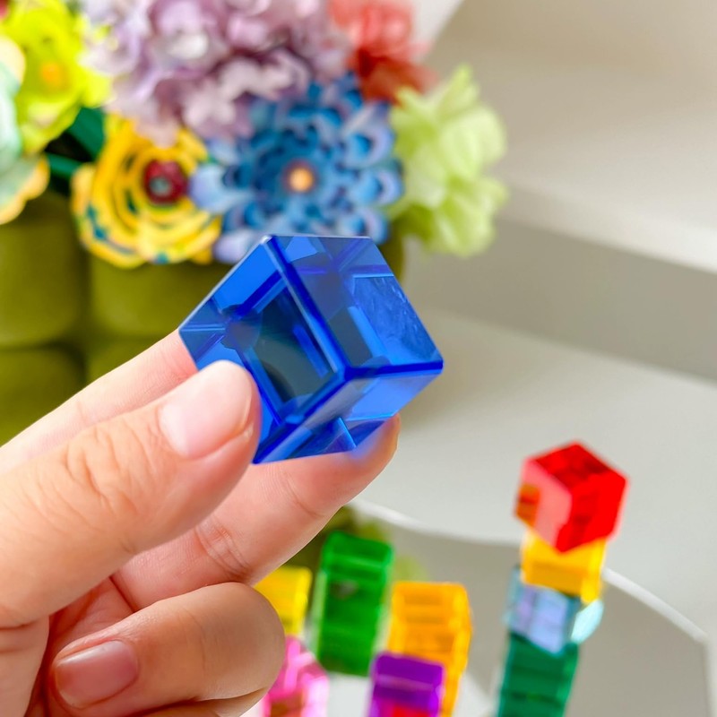 BUERPINKING 16-Piece Rainbow Building Blocks, Colourful Acrylic Building Blocks for
