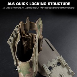 Zhongren Tactical Airsoft Holster G17/19 Compatible with X300/X300U Lights Quick Release Holster QLS Quick Mount Adapter Leg Shroud Drop Military Hunting Airsoft Accessories (Tan)