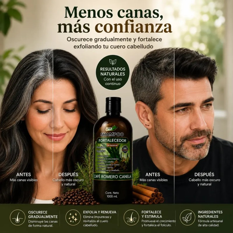 Shampoo Café Romero Y Canela Vida Natural Fortalecedor 1l