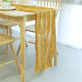 Cheesecloth Table Runner 16ft Inch Boho Gauze Cheese Semi-Sheer Rustic Table Runner for Wedding, Baby Shower, Birthday, Banquets - Ginger