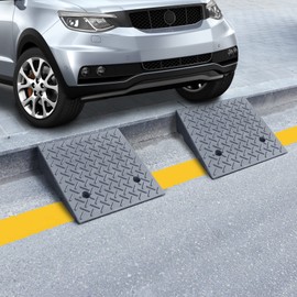 Lucosobie Driveway Curb Ramps - Portable Heavy Duty Rubber Shed & Threshold Ramps for Sidewalk Lawn Mower Cars Wheelchairs Pet Mobility (19.7 x 19.7 x 6 Inch - 2 PCS)